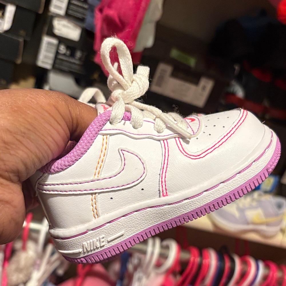 Nike White and Purple Infant Sneakers